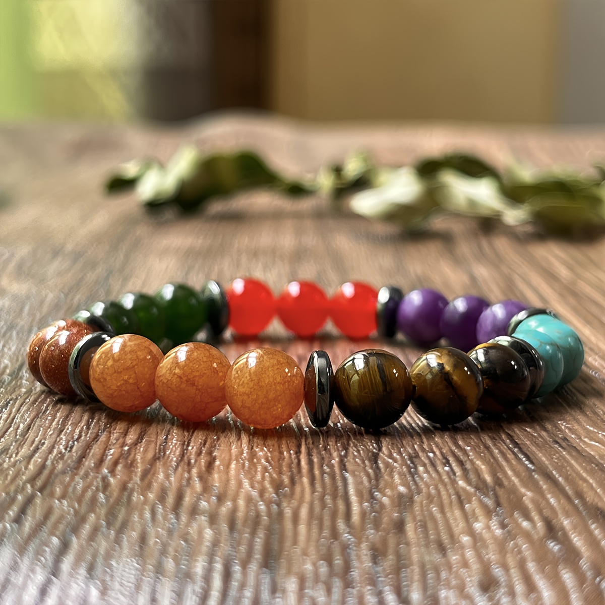 Chakra Bracelet for Aura Protection, Natural Tiger's Eye